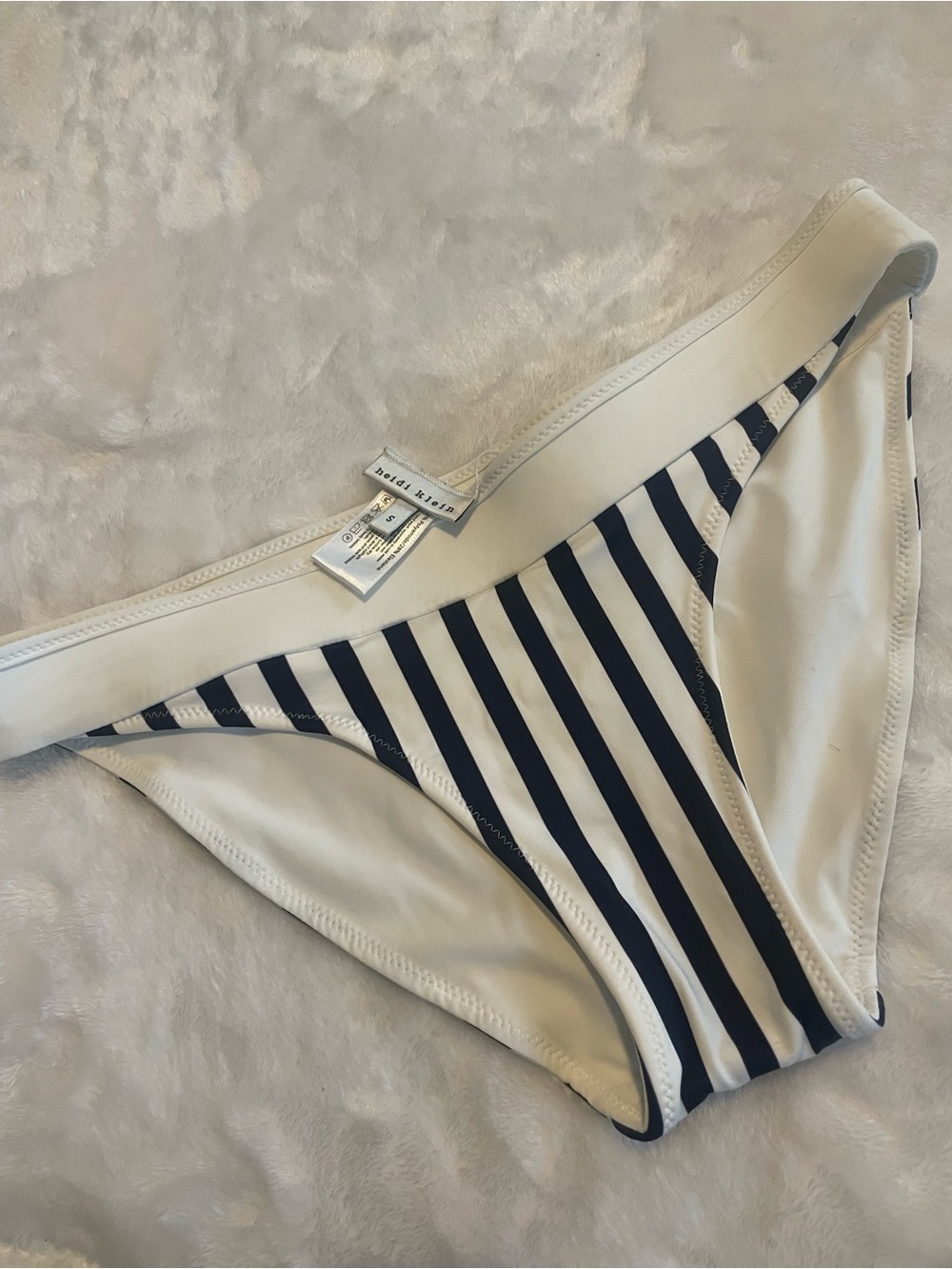 Heidi Klein small reversible bikini bottom white w palm tree navy white coastal
